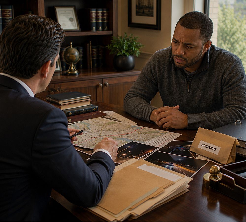 owi-evidence-review-neenah-wi.webp 5 OWI attorney reviewing case evidence during a confidential meeting in Neenah WI.
